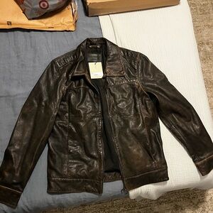 All Saints Dark Brown Leather Jacket